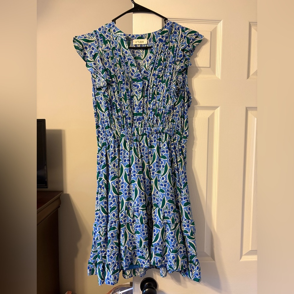 Blue and Green Patterned Dress